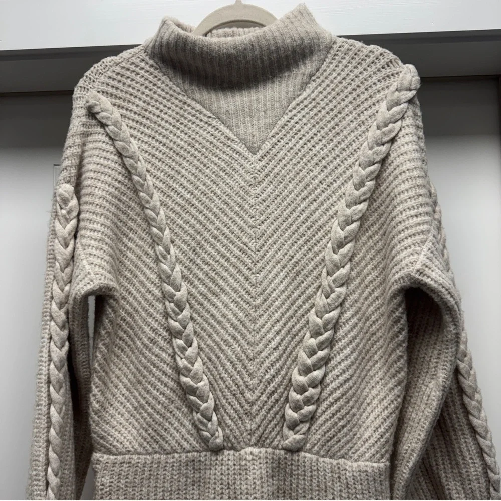 Saylor Cream Cable Knit Angelina Sweater Dress - Picture 7 of 15